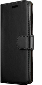 Луксозен кожен калъф тефтер стойка и клипс FLEXI за Motorola Moto E13 черен 